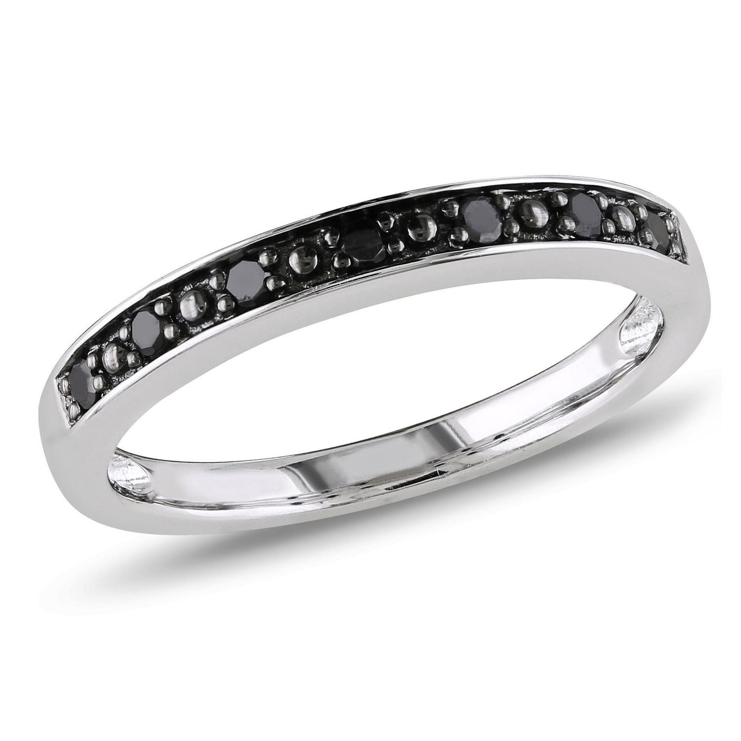 Asteria 1/10 Carat T.W. Black Diamond Sterling Silver Semi-Eternity Anniversary Ring