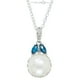 Collection Simply Pearl-Pendentif d'argent de perle d'eau douce bouton 10MM, avec le topaz bleu taille marquis. – image 1 sur 1