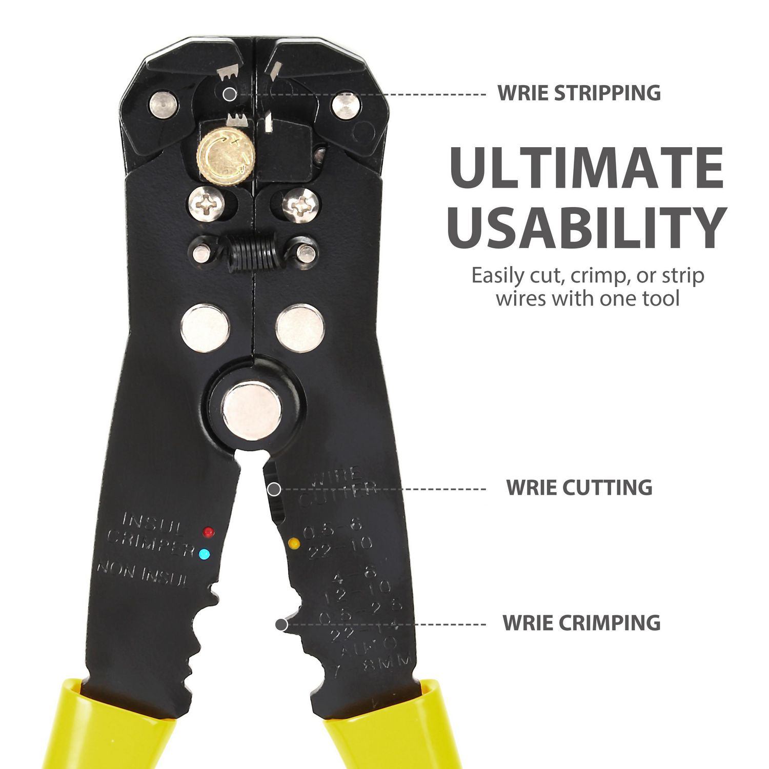 WorkPro Self-Adjusting Wire Stripper and Crimper, Multi-function