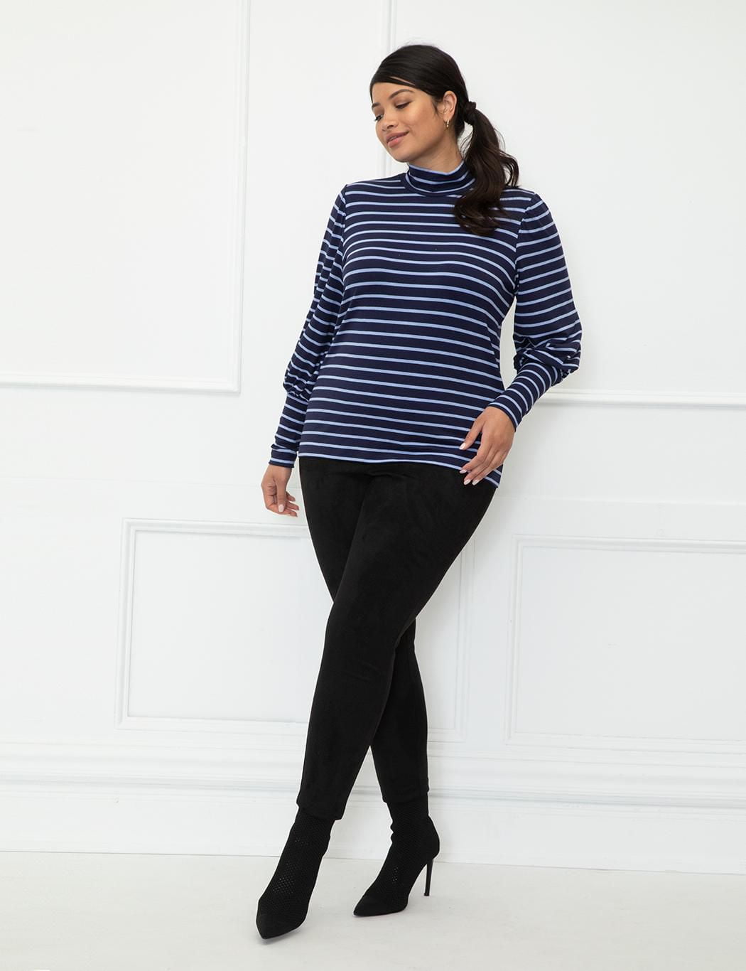 ELOQUII Elements Balloon Sleeve Tee With Mock Neck