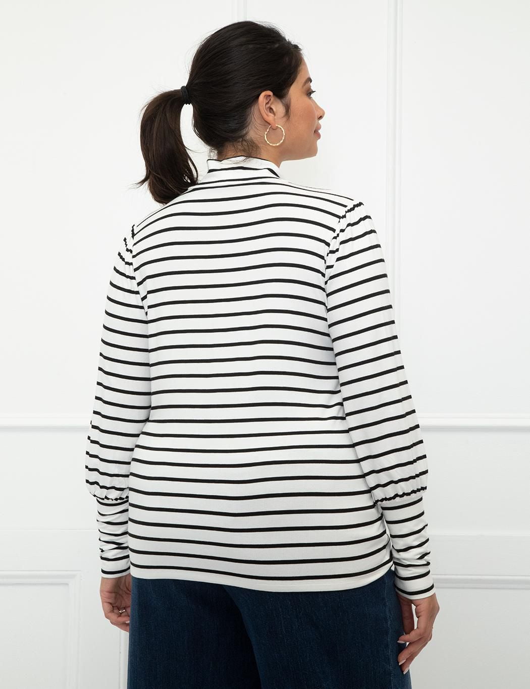 ELOQUII Elements Balloon Sleeve Tee With Mock Neck