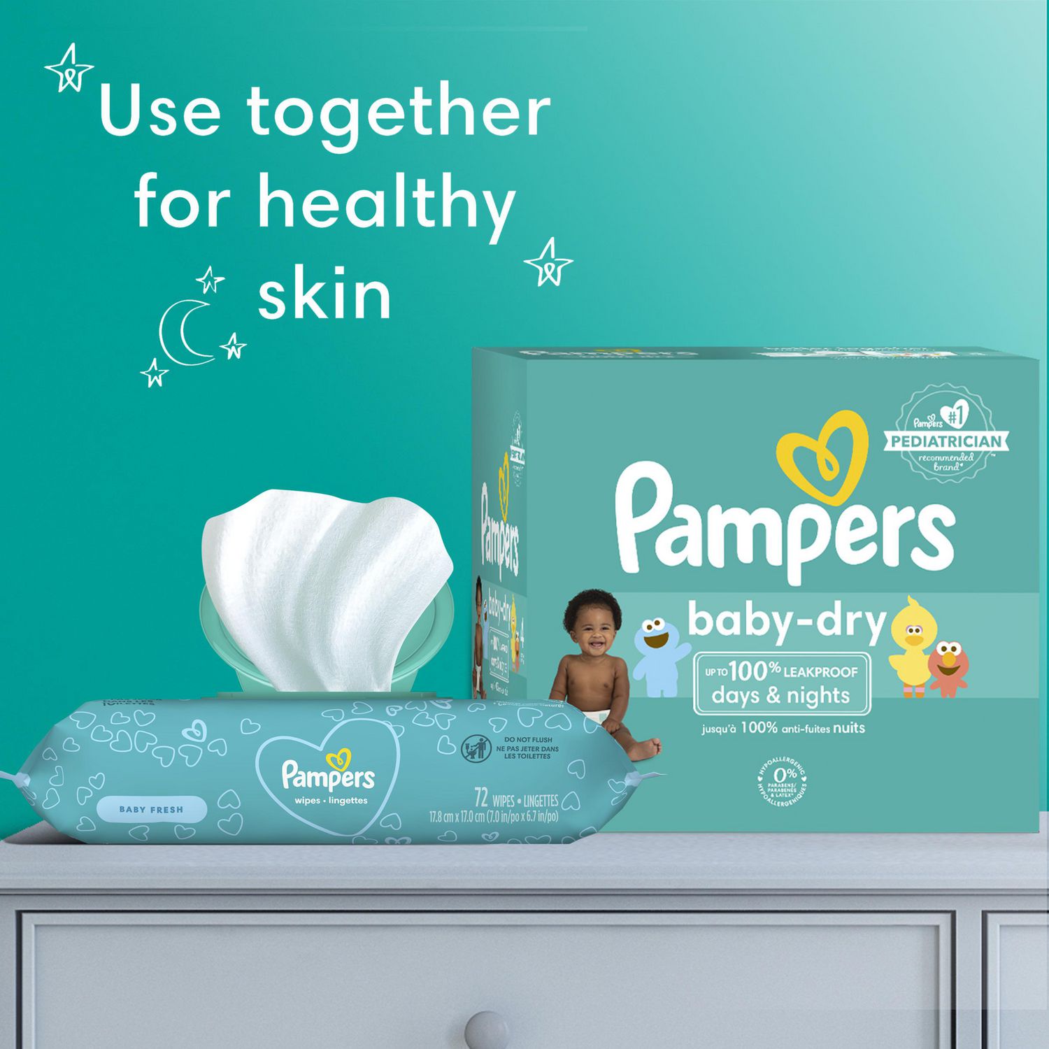 4 2 6-U-CHOOSE SIZE-COUNT FREE SHIPPING PAMPERS Baby Dry Diapers Size 1 3 5 