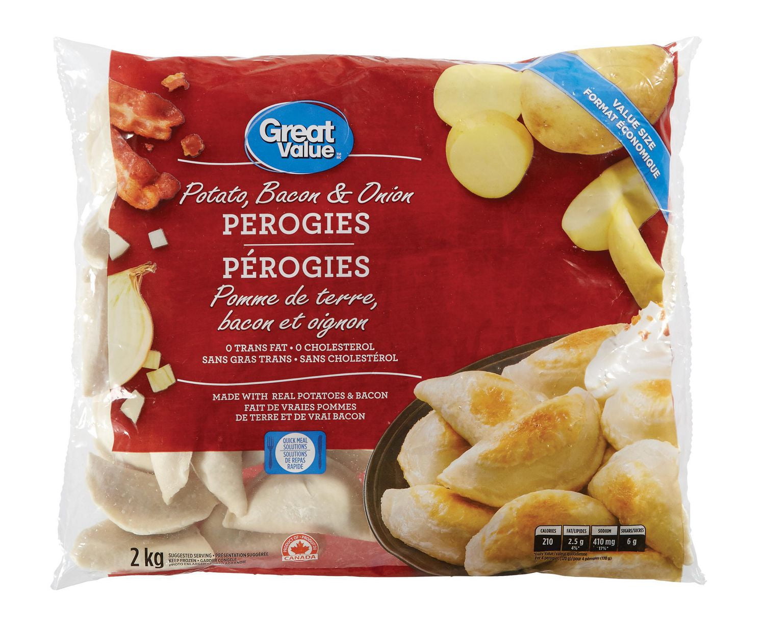 Great Value Potato, Bacon And Onion Perogies, Value Size Walmart Canada