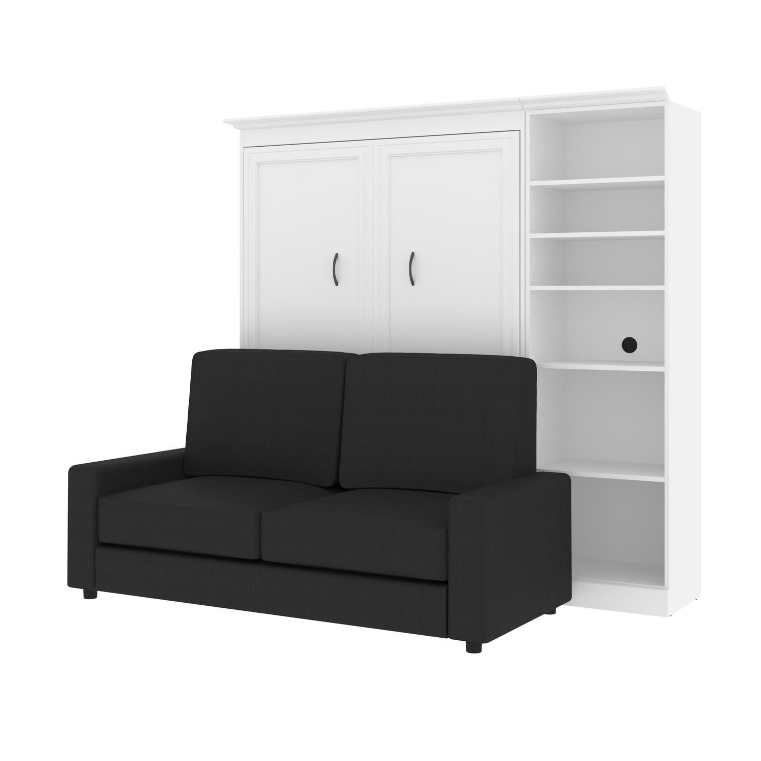 Bestar Versatile Full Murphy Bed, a Storage Unit and a Sofa (84W) in