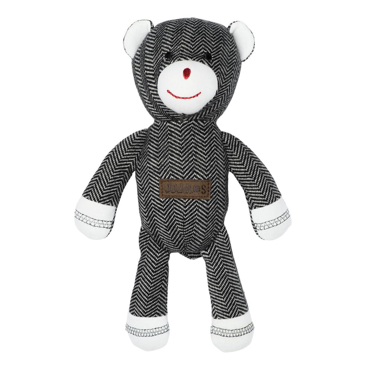 Juddlies Designs - Organic Cottage Collection - Rattle - Bear Black Bear -  Baby, Infant, Toddler, Unisex, Baby Shower Gift, Soft Toy, Machine Washable  