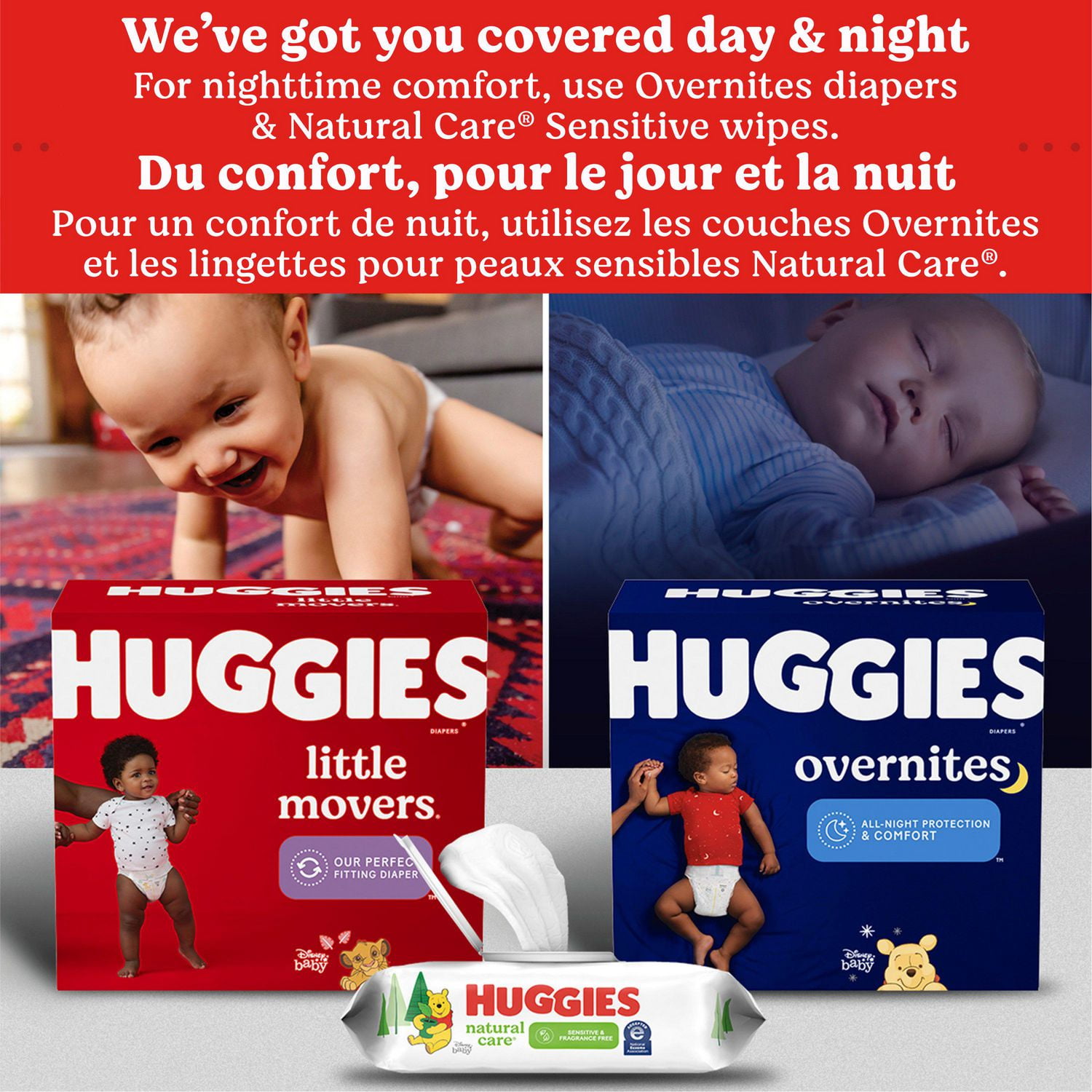 Huggies Overnites Nighttime Baby Diapers, Sizes: 3-7 | 36-66Count, Sizes 3-7 | 36-66 Count