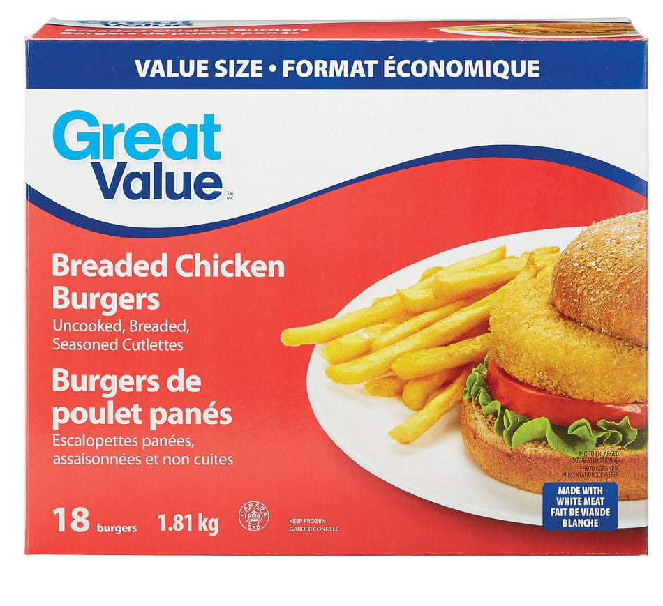 Great Value Breaded Chicken Burgers Walmart Canada