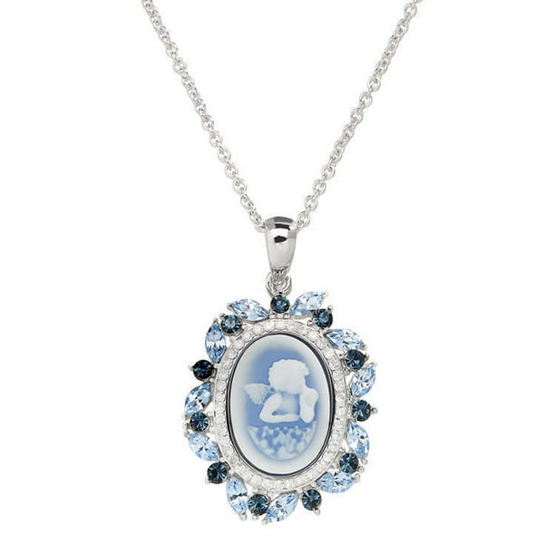 Collection Luminesse-Pendentif Angel Cameo avec cristal Bleu Swarovski elements