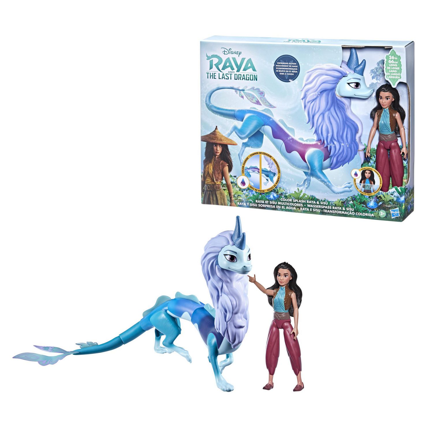 Disney's Raya and The Last Dragon Color Splash Raya and Sisu Dragon, Water  Toy for Kids 3 and Up 