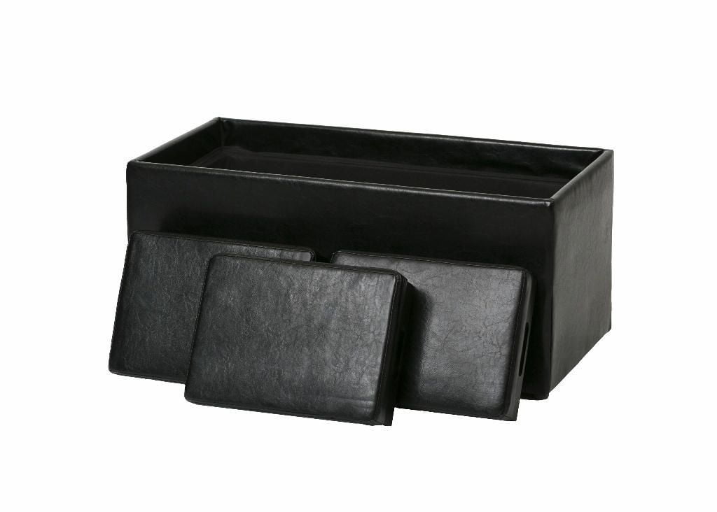 FHE Group Faux Leather Bench with 3 Trays Walmart