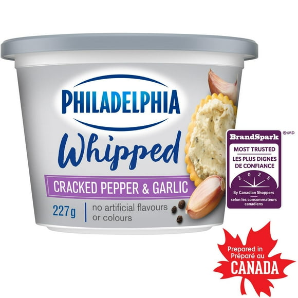 Produit de fromage à la crème Philadelphia Fouetté Poivre concassé et ail 227g
