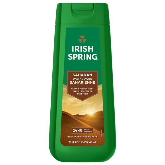 Irish Spring Saharan Dawn Gel Douche pour le Corps Hydratant pour Hommes, 24 Heures de Fraîcheur, Nettoyant pour le Visage et le Corps, sans Parabène, Parfum de Cèdre et de Vétiver, 591 ml 591 ml
