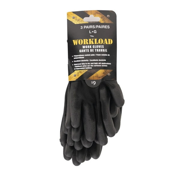 Workload PU Palm Glove 3 Pack, Size L