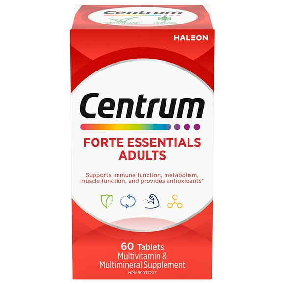 Centrum Forte Essentials Adults Complete Multivitamin And Mineral Supplement, 60 Tablets