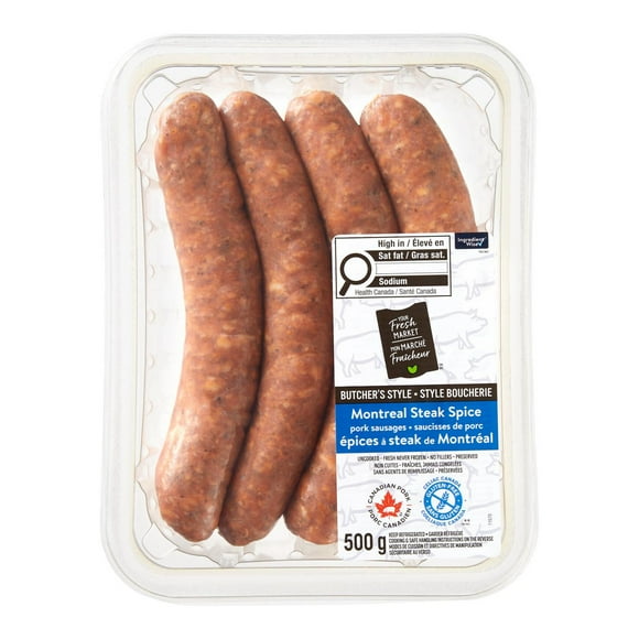 Your Fresh Market Butcher’s Style Montreal Steak Spice Pork Sausages, 4 pieces, 500 g