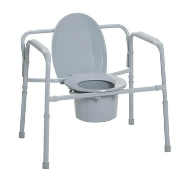 Drive Medical Gray Heavy Duty Bariatric Folding Bedside Commode Chair