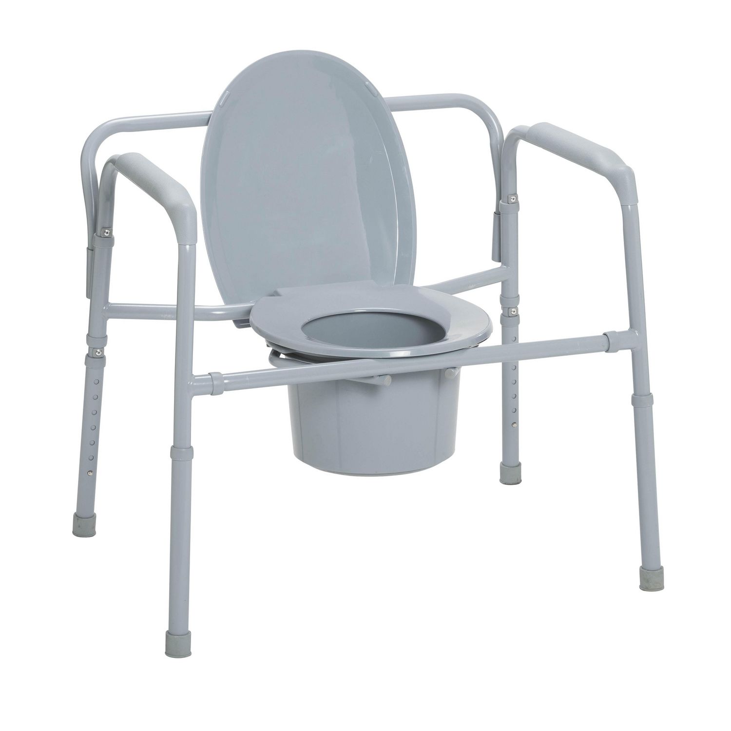 Drive Medical Gray Heavy Duty Bariatric Folding Bedside Commode Chair