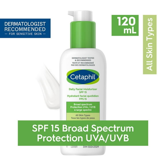Cetaphil Daily Facial Moisturizer SPF 15 | Lightweight Face Moisturizer with Broad Spectrum Protection | For Sensitive Skin | Dermatologist Recommended