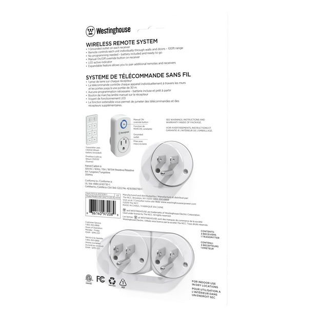 Système à distance sans fil intérieur Westinghouse Westinghouse