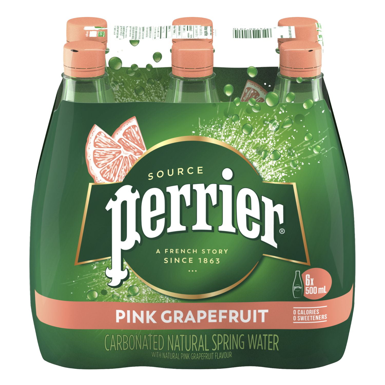 Perrier Grapefruit Sparkling Carbonated Water 6x500 mL Bottle