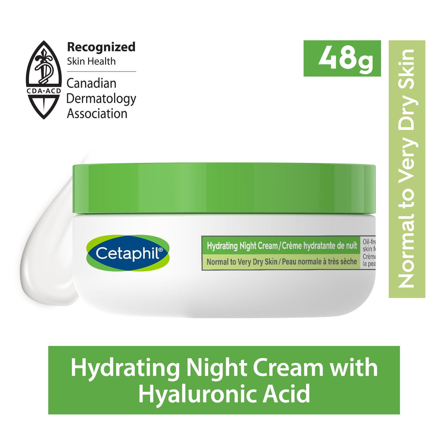 Cetaphil Hydrating Night Cream, Made with Hyaluronic Acid Extract, 24Hr  Intense Hydration, For Dry and Sensitive Skin