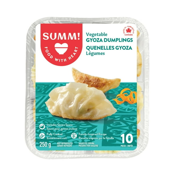 SUMM! Vegetable Gyoza Dumplings, 10 pieces gyoza with 1 package of sauce, 250g
