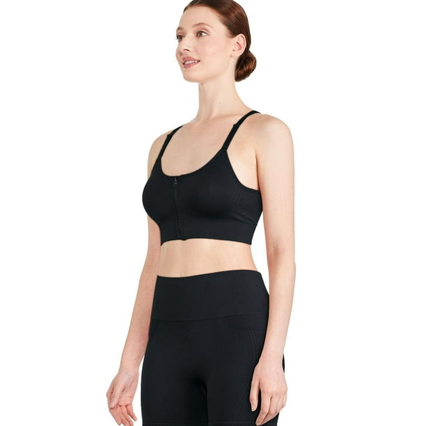Athletic Works Women's Seamless Zip-Front Sports Bra, Sizes S-3XL
