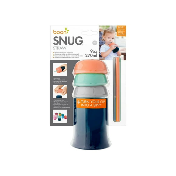 Boon SNUG Straw Lids and Cup Green/Grey/Orange