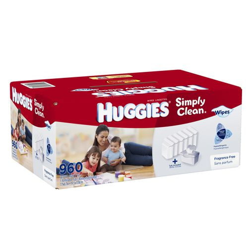 Débarbouillettes - Huggies Simply Clean- Emballage de recharge 960 ct