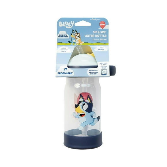 Bouteille d'eau pour tout-petits Bluey Sip & See™ avec breloque flottante, 12 oz Gobelet à bec Bluey de 12 oz