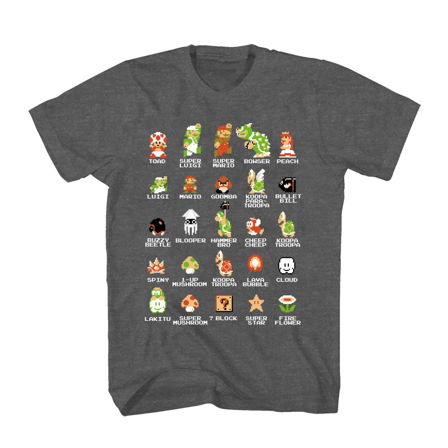 Men's Super Mario Bros Pixel Cast Short Sleeve T-Shirt