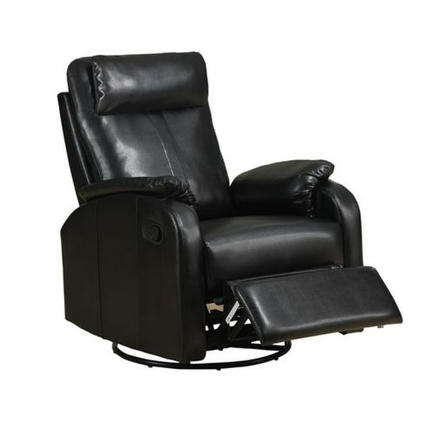 Chaise berçante inclinable pivotante Monarch Specialities en cuir lié noir