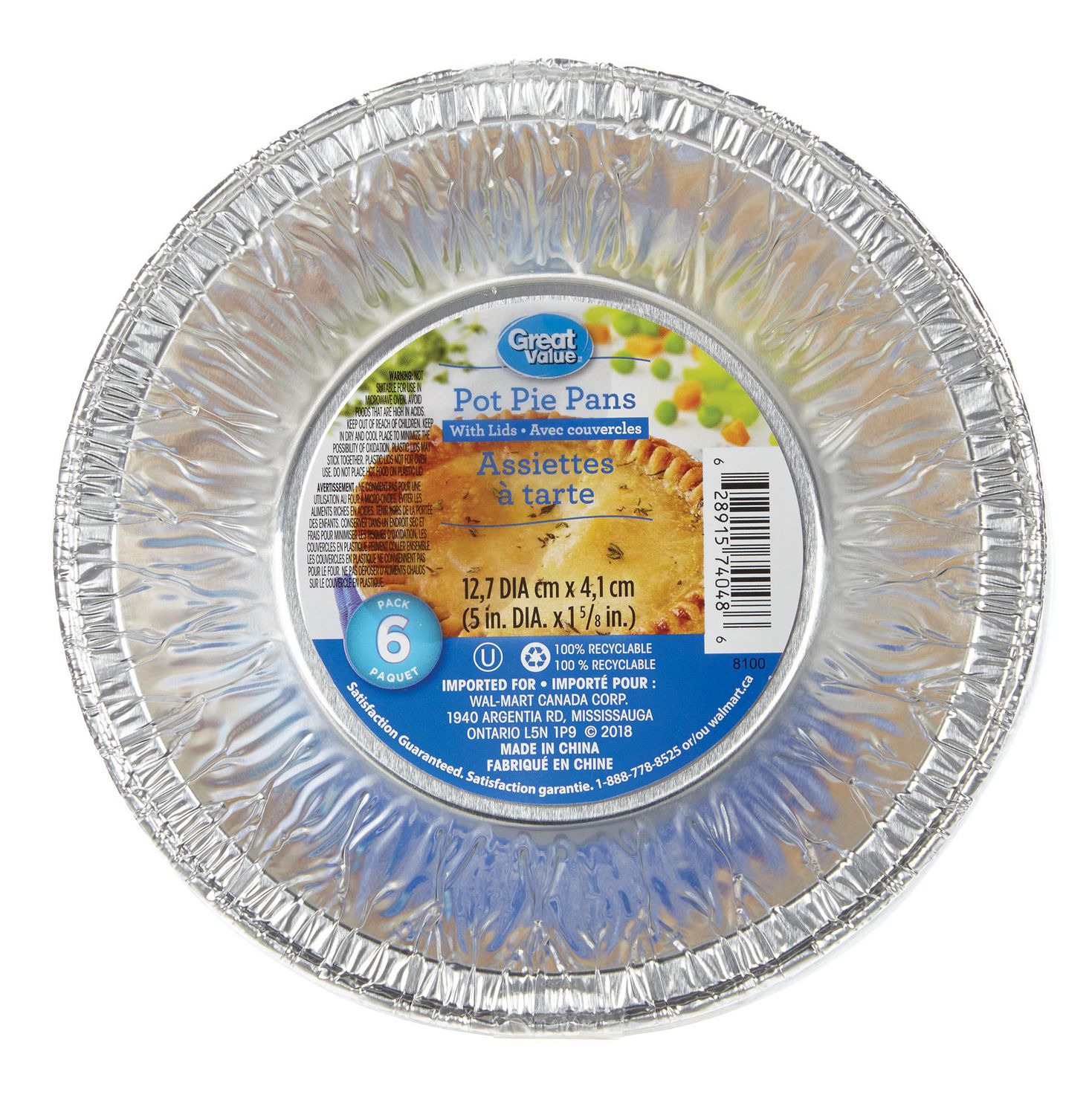Great Value Pot Pie Pans with Lids Walmart Canada