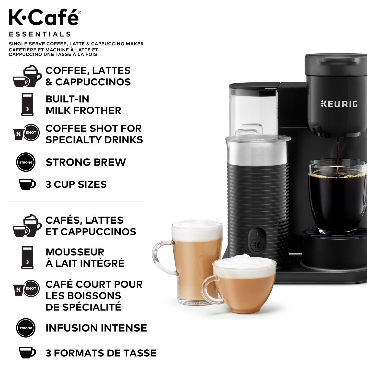 Keurig K-Cafe Essentials Single Serve K-Cup Pod Coffee Maker, Latte Maker  and Cappucino Maker Walmart Canada