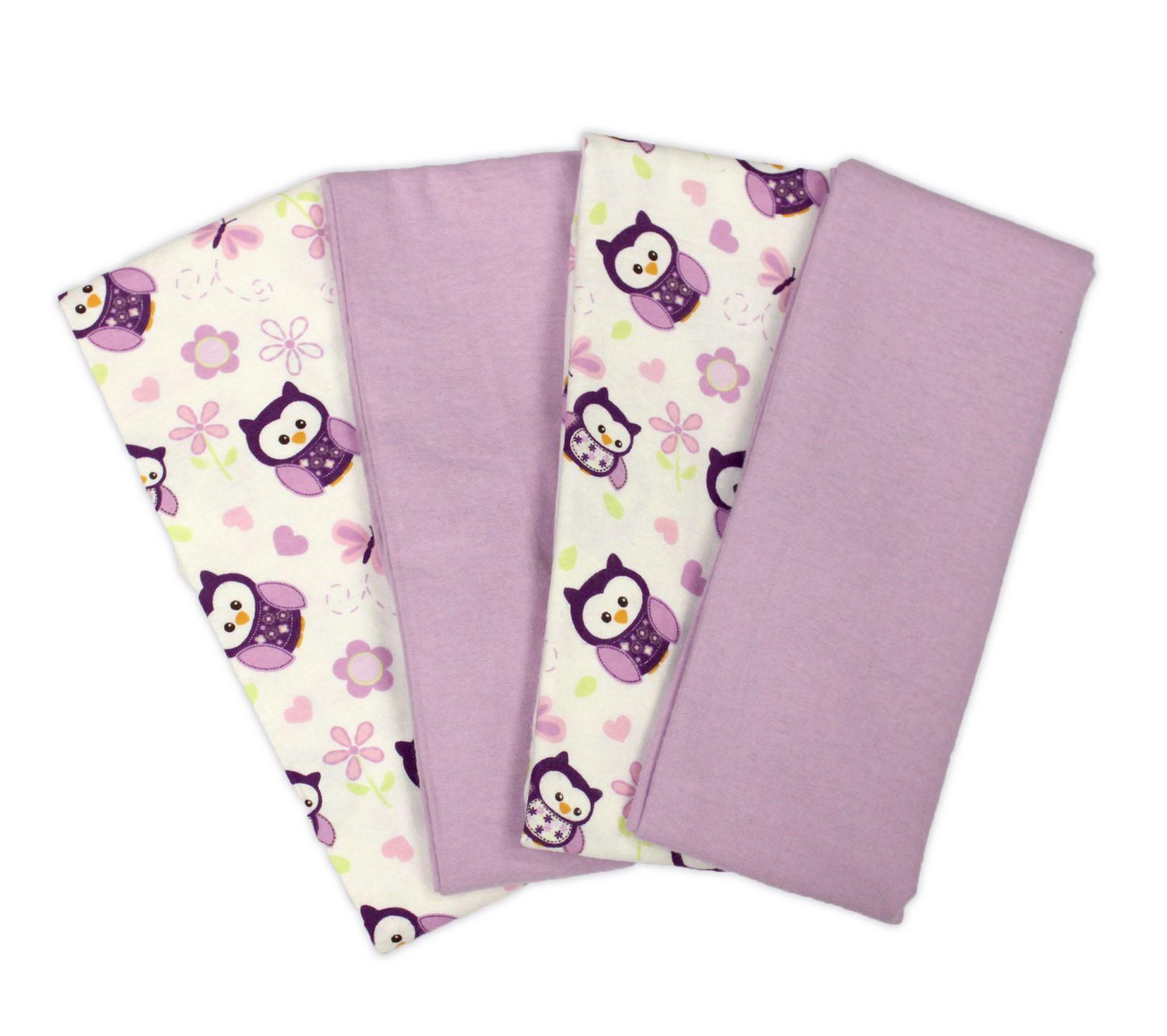 Baby's First by Nemcor"Very Berry Owl" 4 pack Receiving Blankets
