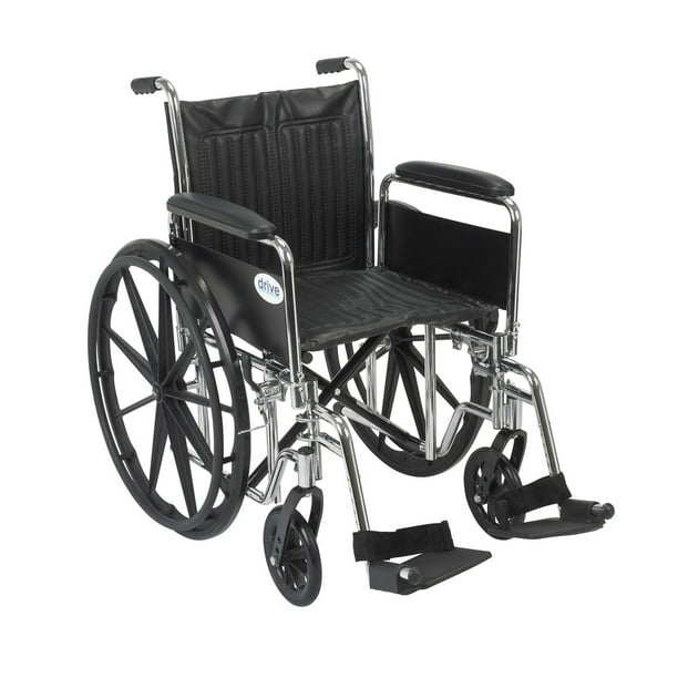 Fauteuil roulant Chrome Sport avec siège de 18 po avec longs accoudoirs amovibles de Drive Medical
