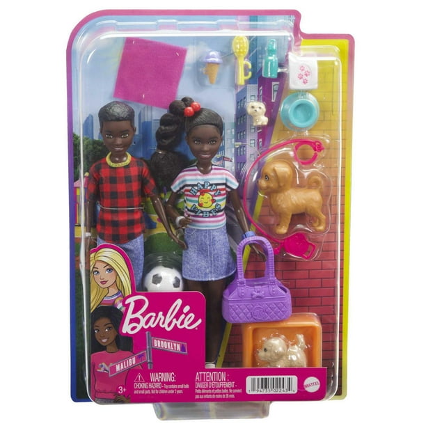 Coffret de jeu ​Barbie: It Takes Two avec poupées des jumeaux Jackson et  Jayla et 13 éléments de création d'histoires incluant 3 chiots de compagnie  et des accessoires 