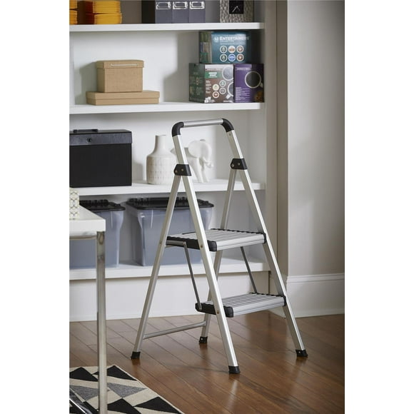 COSCO Lite Solutions 2 step Aluminum Step Stool (Aluminum and Black, 8ft 2in Max Reach), Step Stools