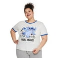 thumbnail image 1 of Disney Women's Plus Stitch Ringer Tee, 1 of 3