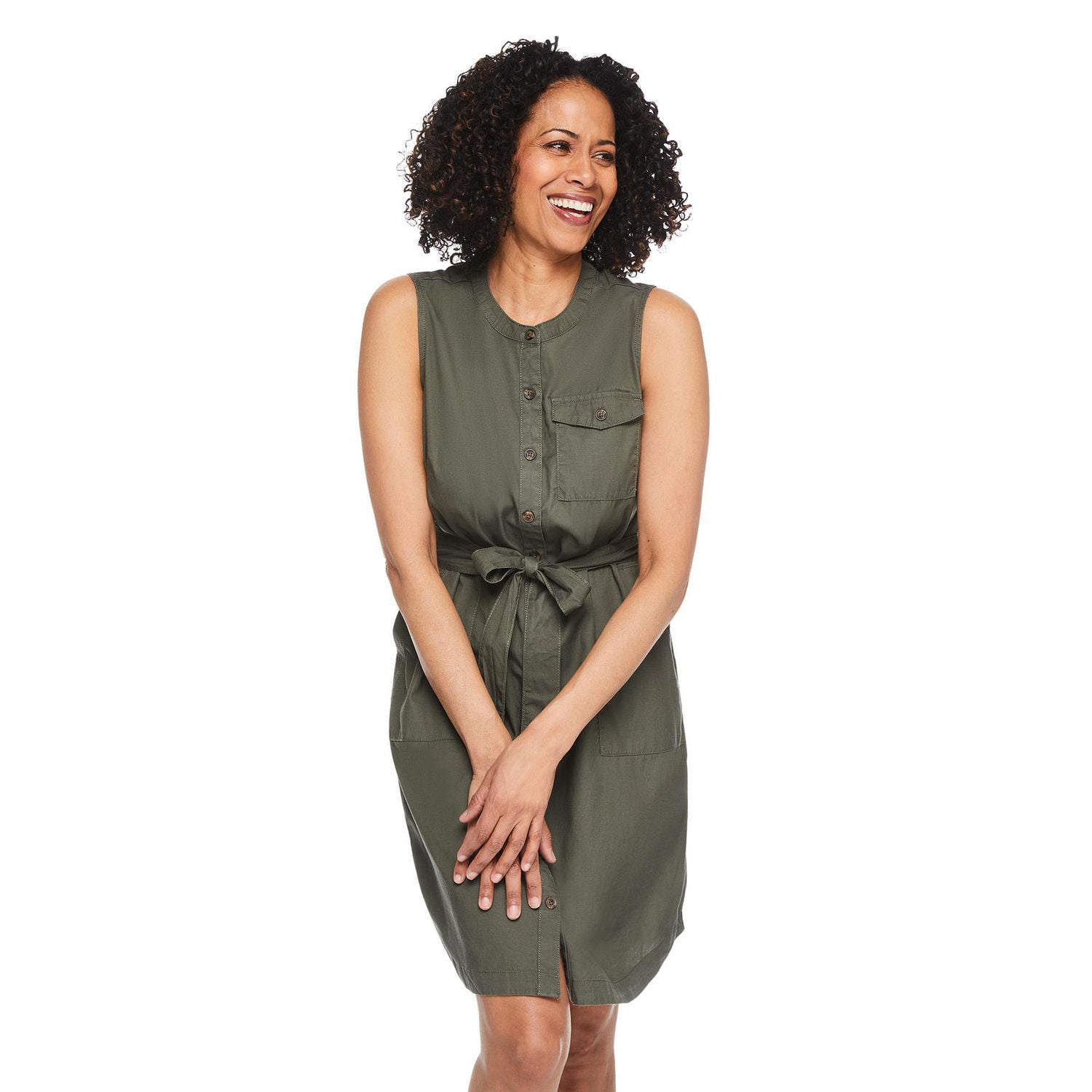 Iyla Women's Button Front Sleeveless Dress, Sizes S-XXL