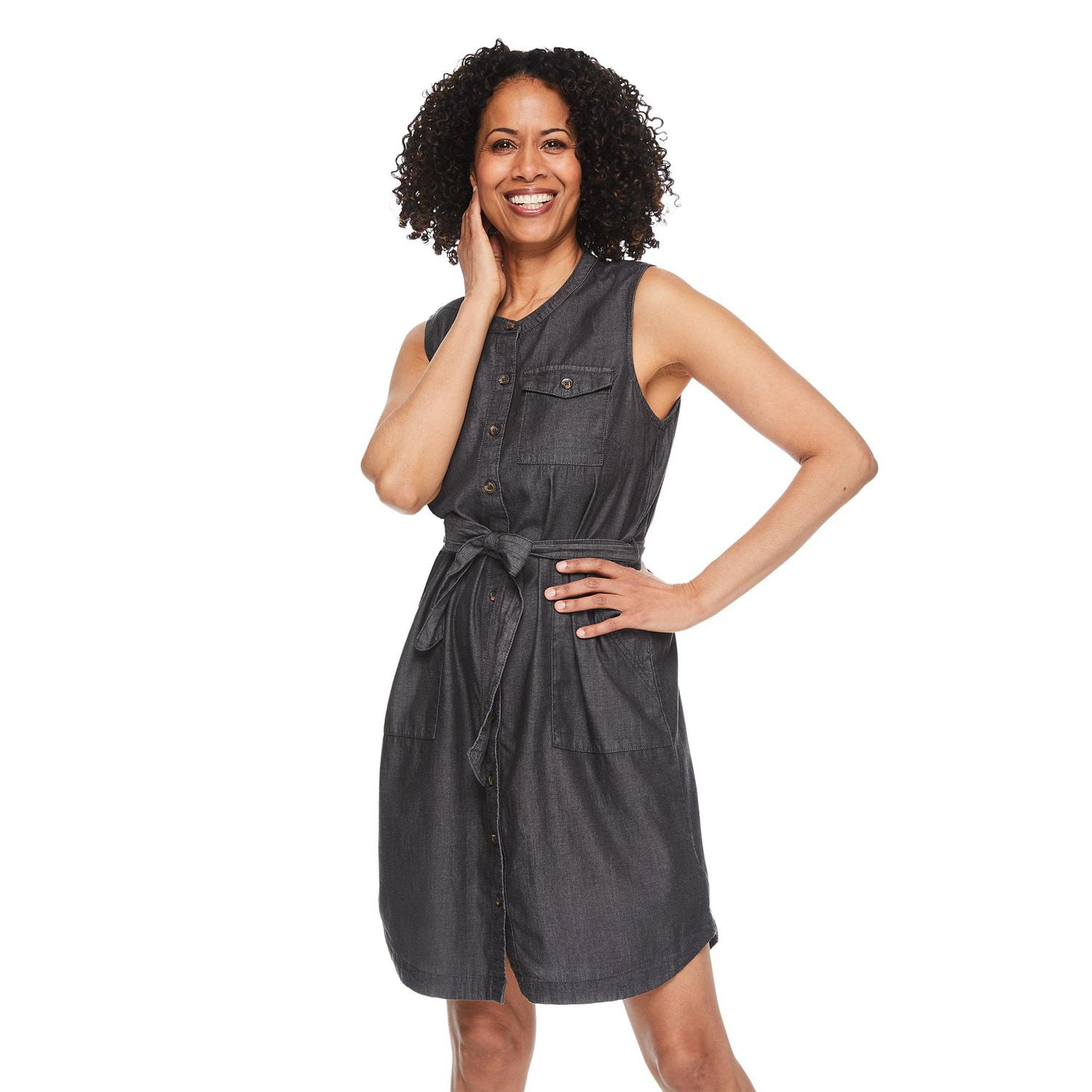 Robe à boutons sans manches Iyla pour femmes