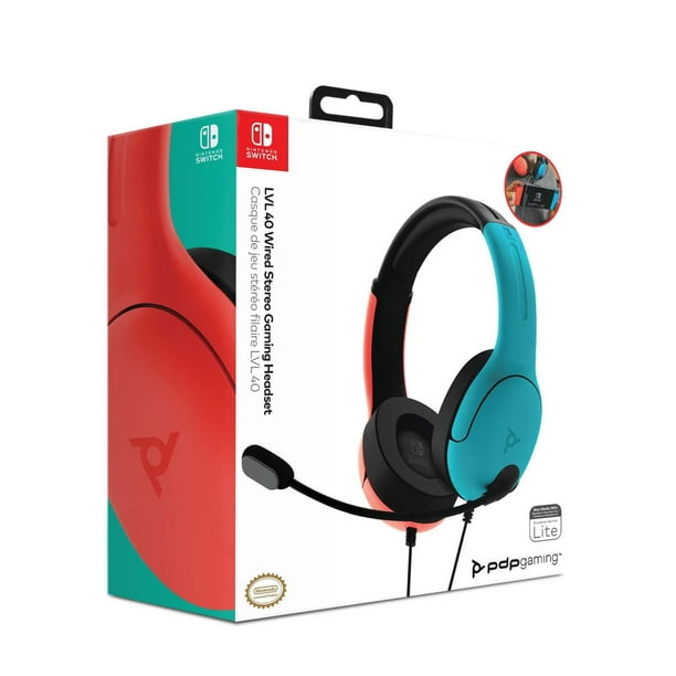 PDP Gaming LVL40 Wired Stereo Gaming Headset with Noise Cancelling  Microphone: Nintendo Switch - Blue & Red 