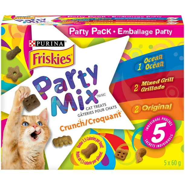 Purina(MD) Friskies Party Mix(MD) Emballage Party Gâteries pour Chats 5 Sacs de 60 g