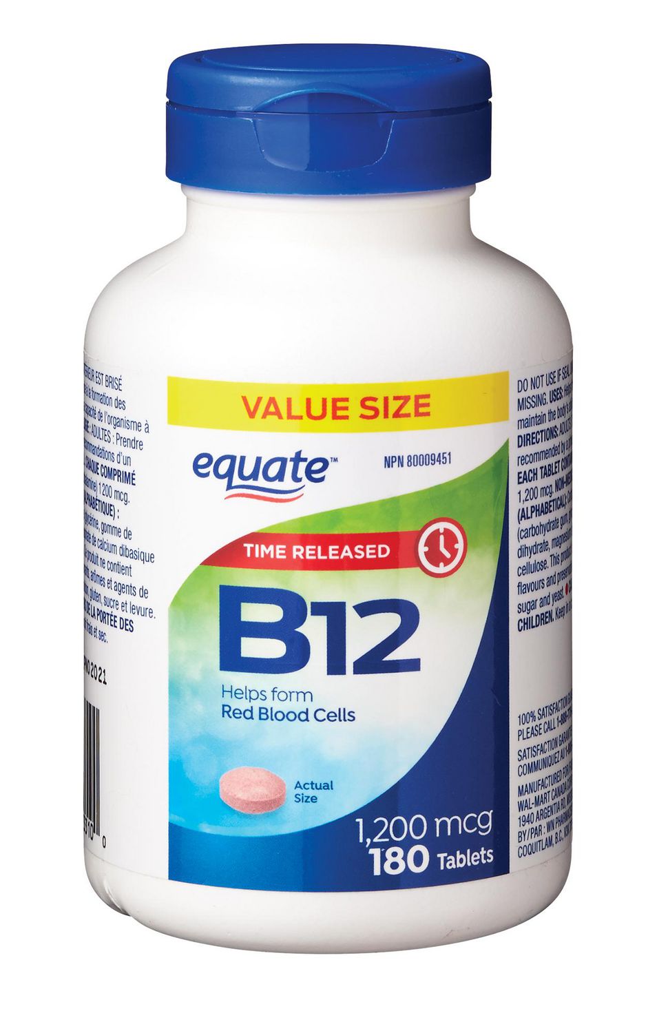 Equate Vitamin B12 Time Release 1200 mcg | Walmart Canada