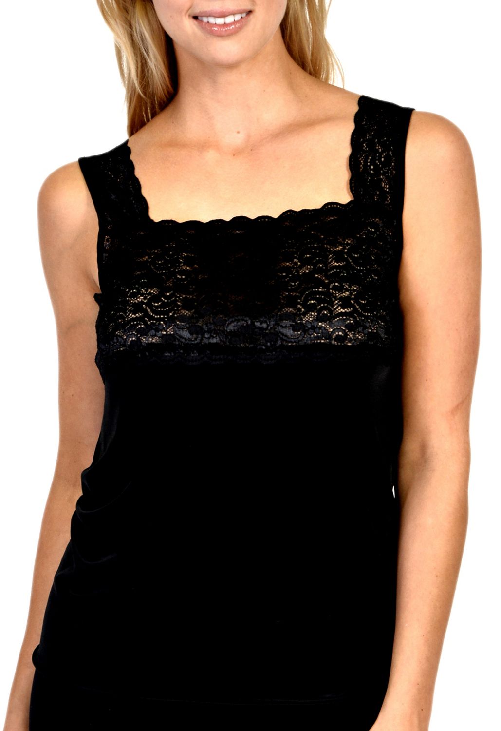 George Women's Square neck camisole with soft 6 wide stretch lace band at  front and back neckline., Sizes S-XL 