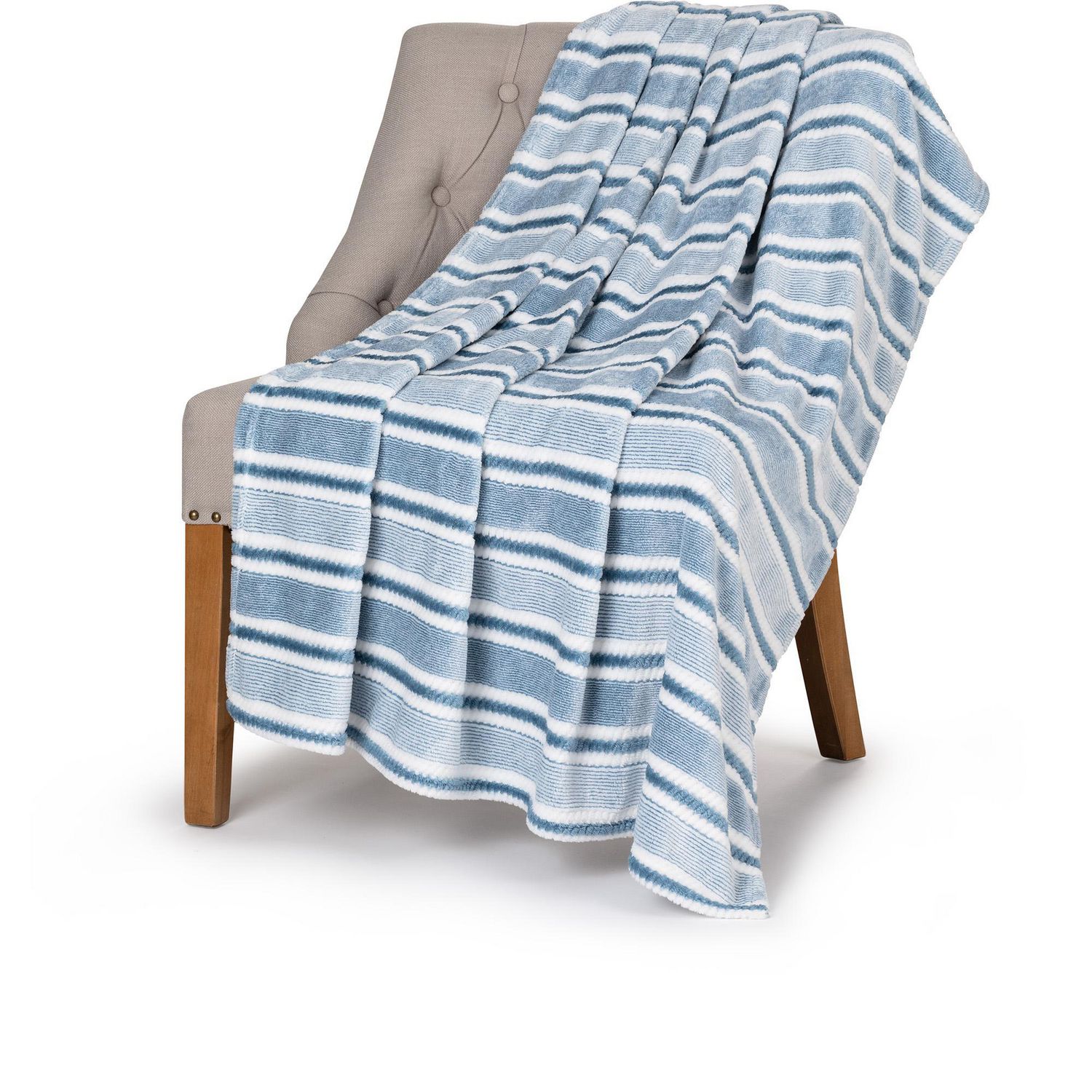 Safdie & Co. Knit Jacquard Flannel Throws Blue Walmart Canada