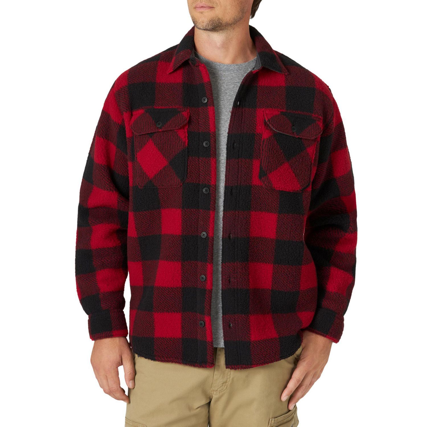 Wrangler Men's Long Sleeve Buffalo Check Fleece Shirt | Walmart Canada