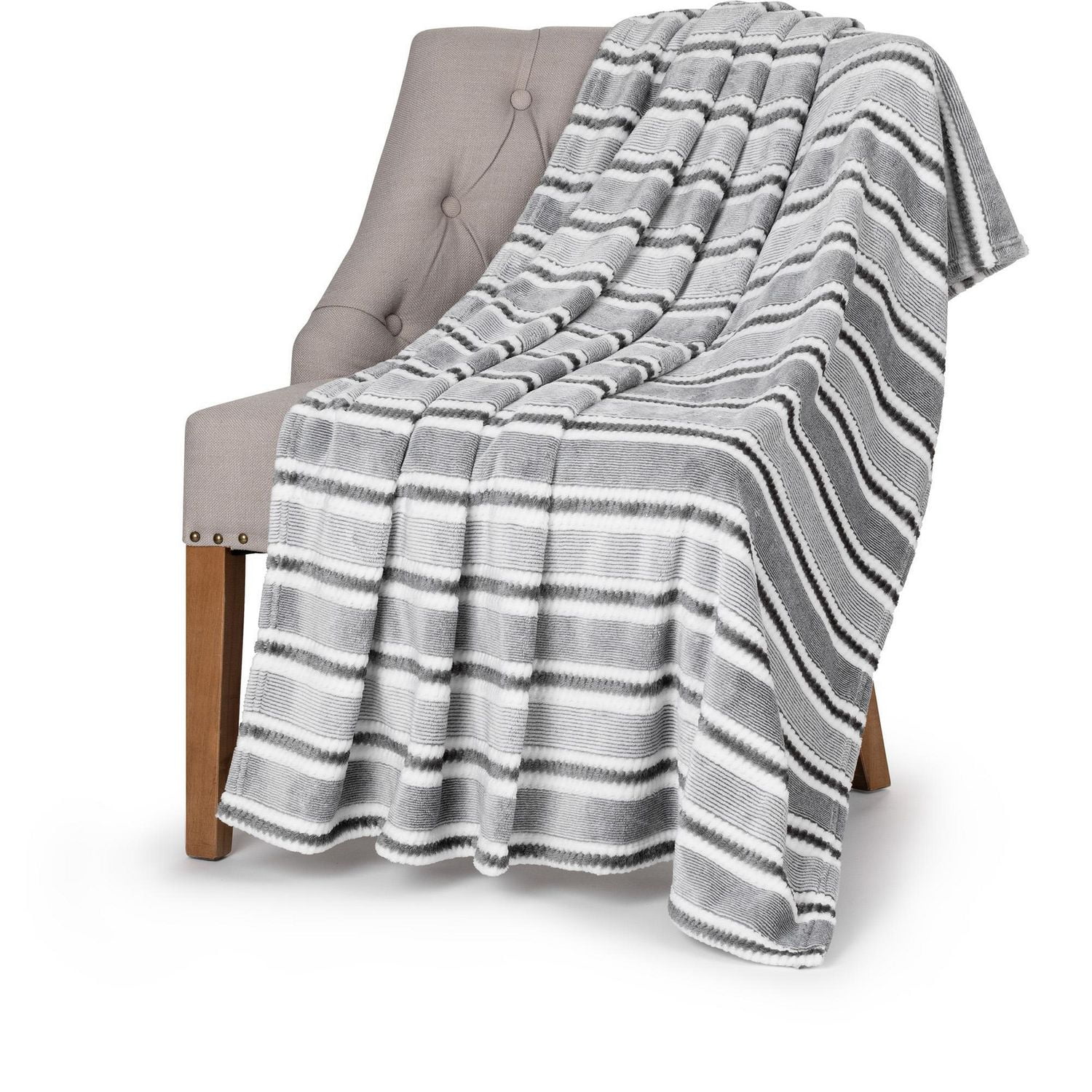 Safdie & Co. Knit Jacquard Flannel Throws Grey Walmart Canada