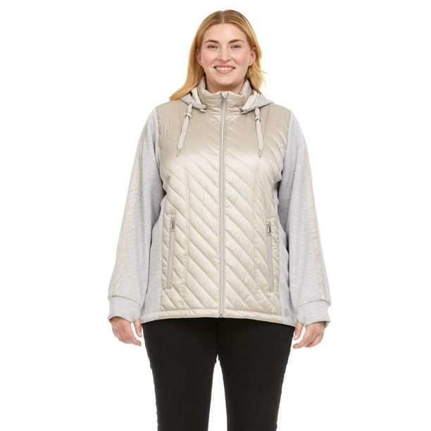 Swiss Tech Ladies Plus Quilted Mixed Media Jacket, 1X4X Walmart.ca