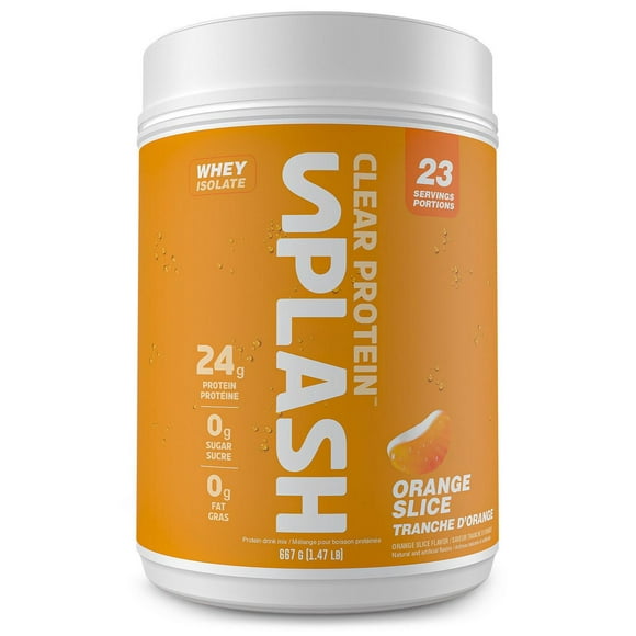 Revolution Nutrition, Splash Clear Isolate Protein, 100% Clear Whey Isolate Powder, 24g of Protein Per Scoop, Zero Sugar, Zero Carb, Candy Flavour, Collagen, 667g, Orange Slice (23 Servings)